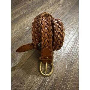 Brighton Vintage Y2K Equestrian Western Solid Brass Braided Leather Belt 42